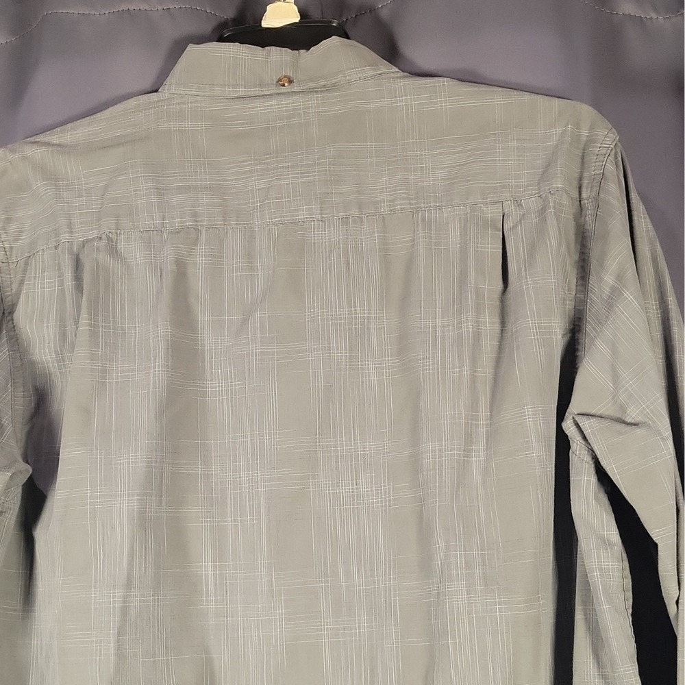 Haggar Men's LT Plaid Gray Woven Cotton/Poly Button-Down Shirt Pockets - Picture 11 of 13